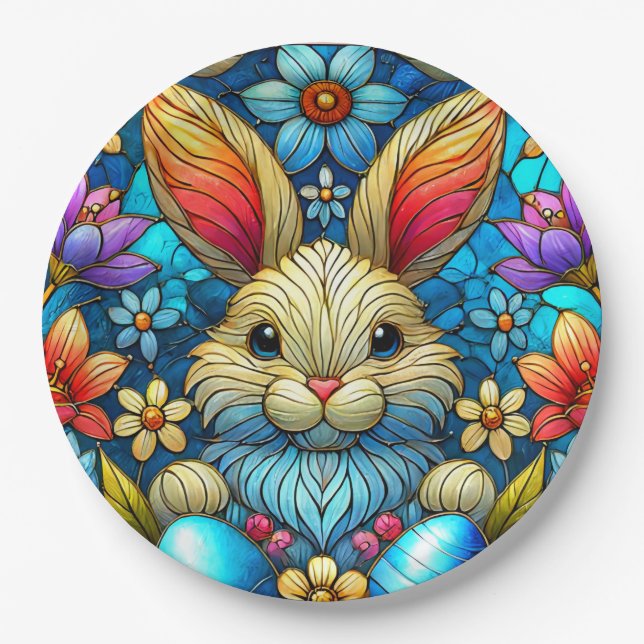 EASTER BUNNY 3D ~ Alcohol Inks ~  Paper Plate (Front)