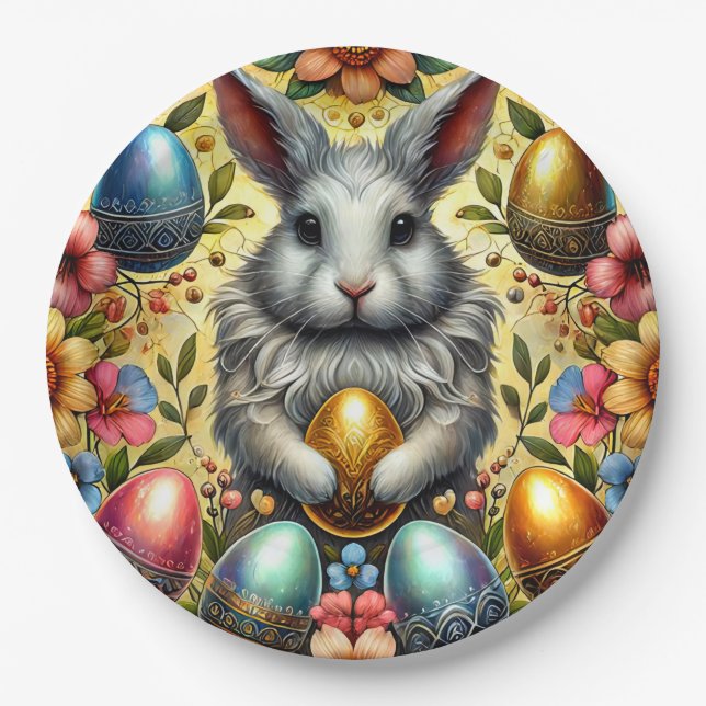 EASTER BUNNY 3D ~ Alcohol Inks ~  Paper Plate (Front)