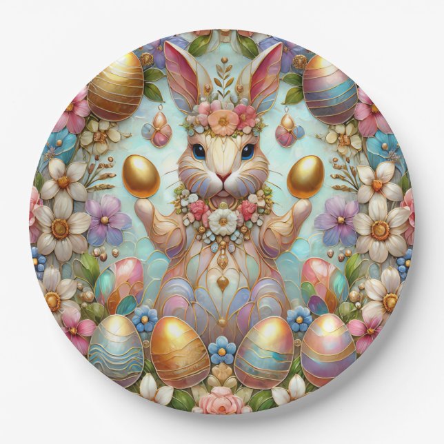 EASTER BUNNY 3D ~ Pastels~  Paper Plate (Front)