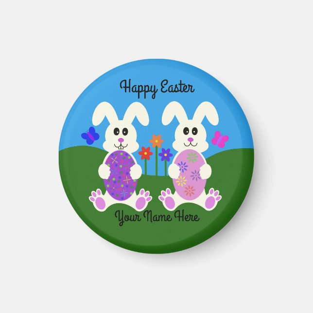 Easter Bunny #4 Round Magnet  (Front)