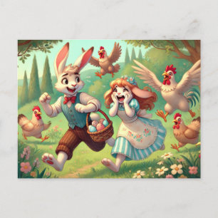Easter Bunny Adventures – The Great Chicken Chase! Holiday Postcard