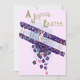 Easter Bunny Aeroplane Coloured Egg Invitation