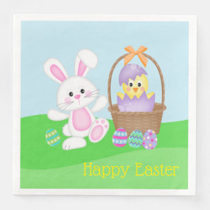 Easter Bunny And Baby Chick Napkin