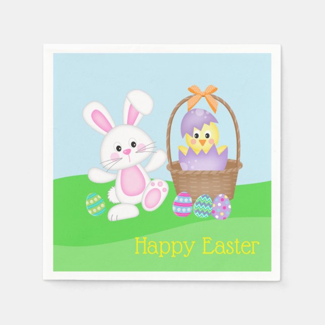 Easter Bunny And Baby Chick Napkin (Front)