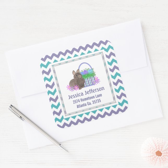 Easter Bunny And Basket Address Stickers (Envelope)