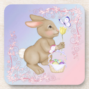 Easter Bunny and Basket Coaster