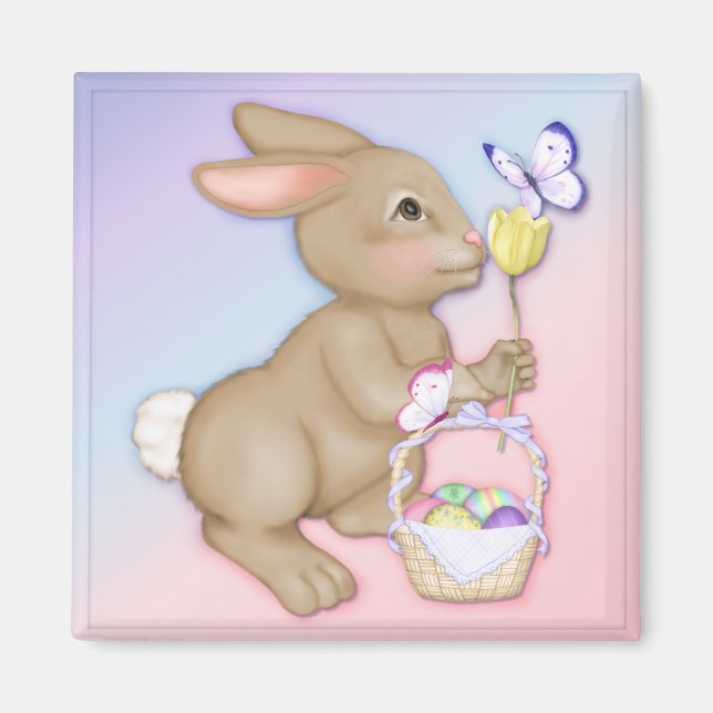 Easter Bunny and Basket Magnet (Front)