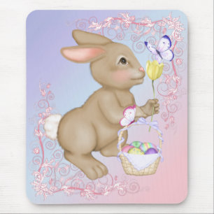 Easter Bunny and Basket Mouse Mat