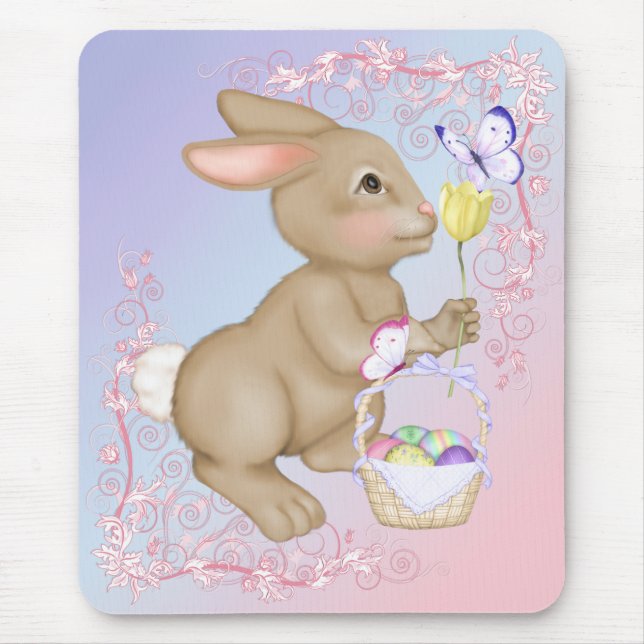 Easter Bunny and Basket Mouse Mat (Front)