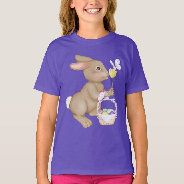 Easter Bunny and Basket T-Shirt (Front)