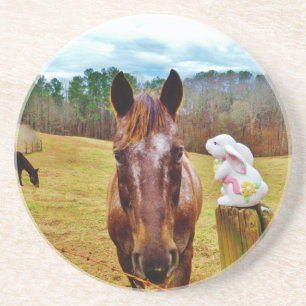 Easter Bunny and Brown horse Coaster