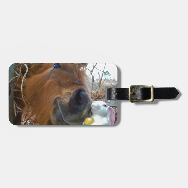 Easter Bunny and Brown horse Luggage Tag (Front Horizontal)
