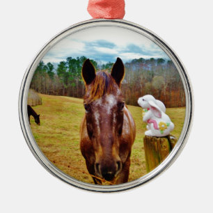 Easter Bunny and Brown horse Metal Tree Decoration