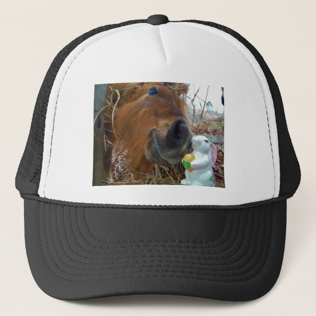 Easter Bunny and Brown horse Trucker Hat (Front)