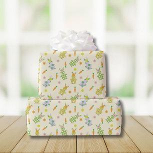 Easter bunny and carrot pattern wrapping paper