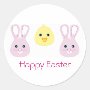 Easter Bunny and Chic, Happy Easter Classic Round Sticker