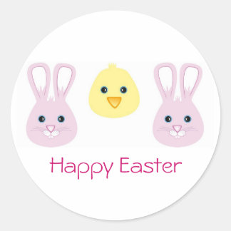 Easter Bunny and Chic, Happy Easter Classic Round Sticker