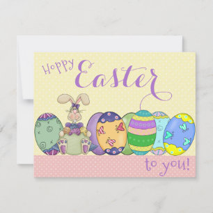 Easter Bunny And Coloured Eggs Card For Kids