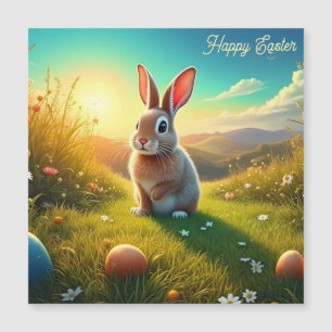 Easter Bunny and Colourful Eggs in Spring Magic