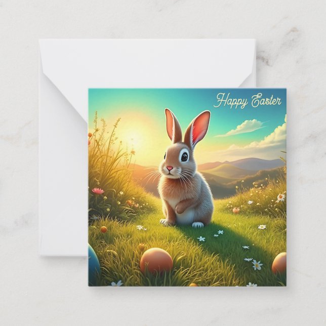 Easter Bunny and Colourful Eggs in Spring Magic Card (Front)