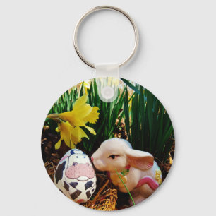 Easter Bunny and cow egg Key Ring