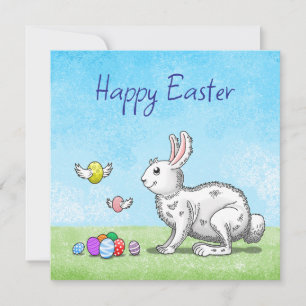 Easter Bunny and Easter Eggs Holiday Card