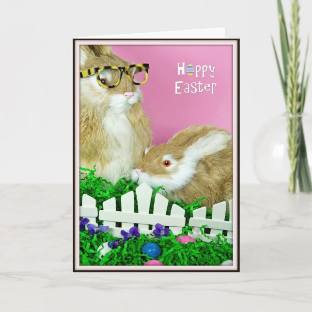Easter bunny and eggs holiday card (Front)