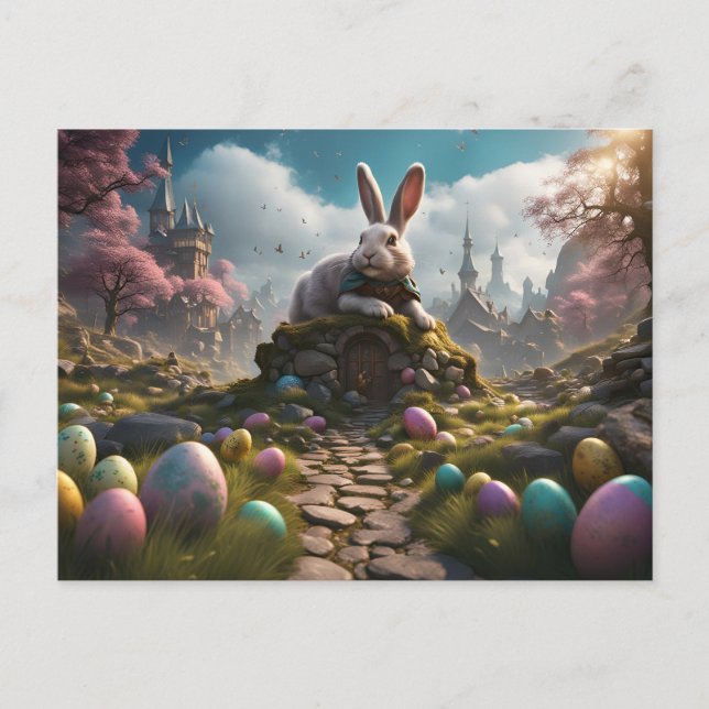 Easter Bunny and Eggs Holiday Postcard (Front)
