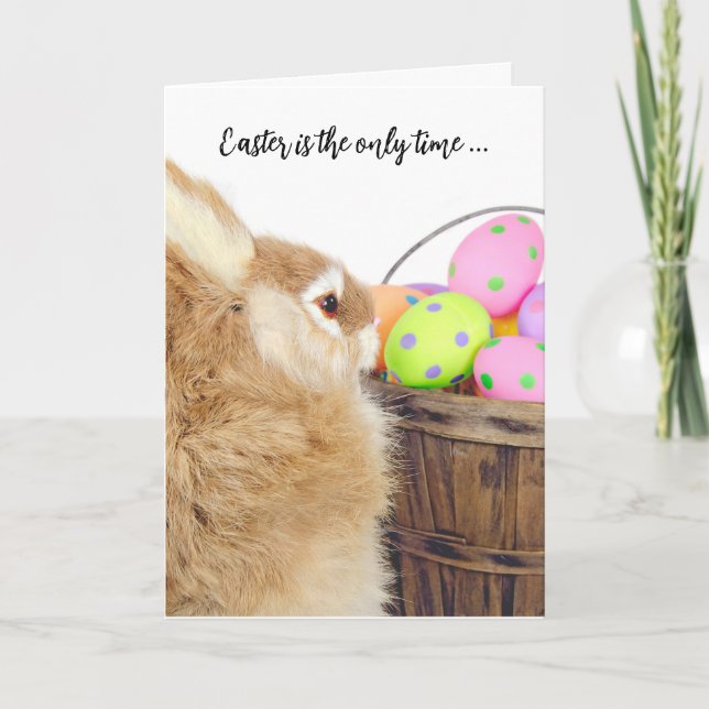Easter Bunny and Eggs Humour Holiday Card (Front)