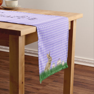 Easter Bunny and Eggs in Grass Short Table Runner