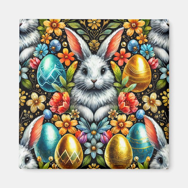 ~ Easter Bunny and Eggs ~  Magnet (Front)