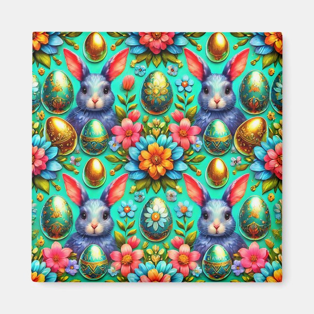 ~ Easter Bunny and Eggs ~  Magnet (Front)