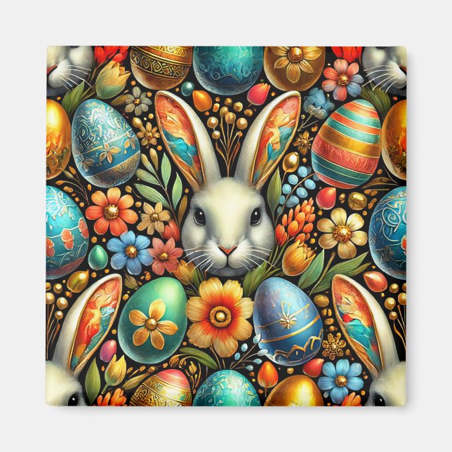~ Easter Bunny and Eggs ~  Magnet (Front)