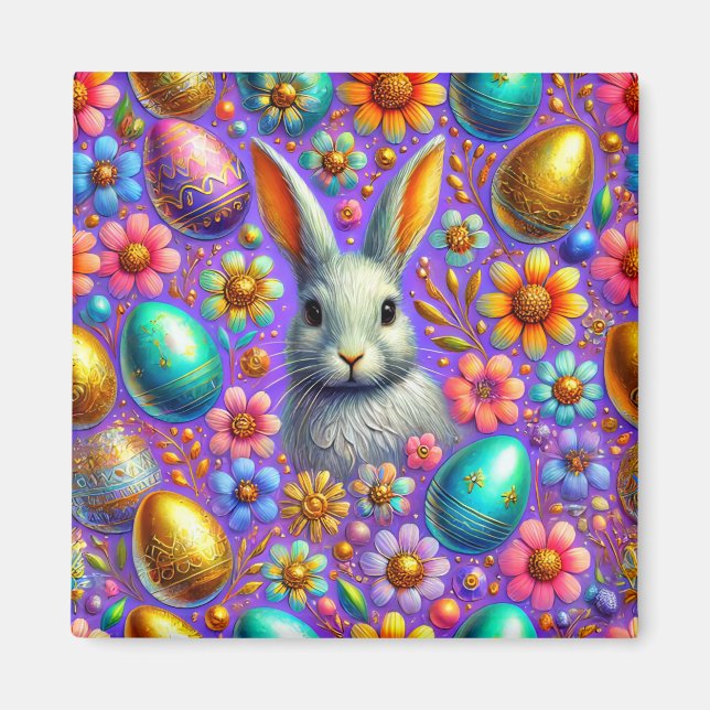 ~ Easter Bunny and Eggs ~  Magnet (Front)