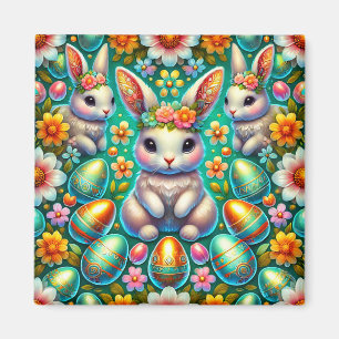 ~ Easter Bunny and Eggs ~  Magnet