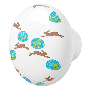 easter bunny and eggs on white ceramic knob
