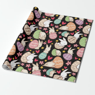 Easter bunny and eggs seamless pattern wrapping paper