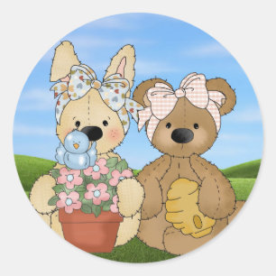 Easter Bunny and Friend Classic Round Sticker