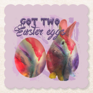 Easter Bunny And Painted Egg Paper Coaster