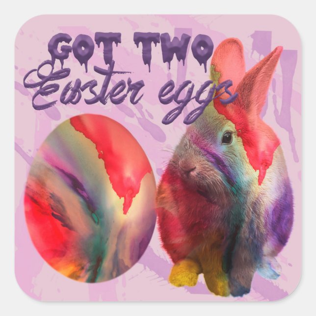Easter Bunny And Painted Egg Square Sticker (Front)