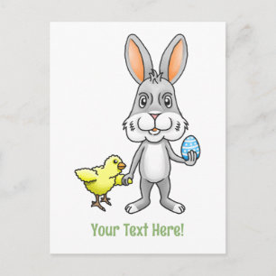 Easter Bunny and the Chicken are best friends Holiday Postcard