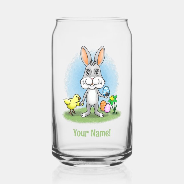 Easter Bunny and the Chicken Can Glass (Front)