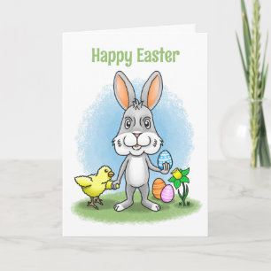 Easter bunny and the chicken holiday card