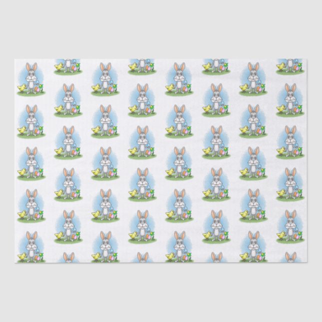 Easter Bunny and the colourful Easter eggs Tissue Paper (Front)