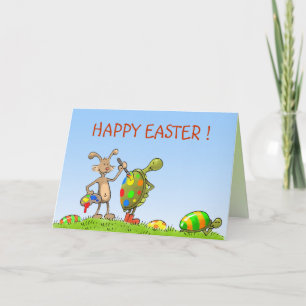 easter bunny and turtles holiday card