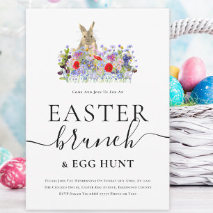 Easter Bunny and Wildflowers Egg Hunt and Brunch Invitation