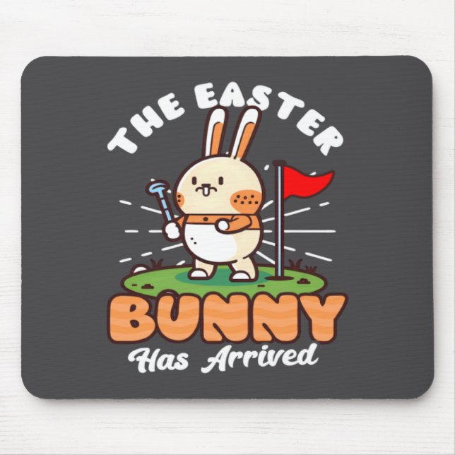 Easter Bunny Arrived Golf Easter Design Mouse Mat (Front)
