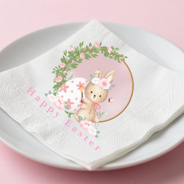 Easter Bunny at Garden Paper Napkin (Creator Uploaded)