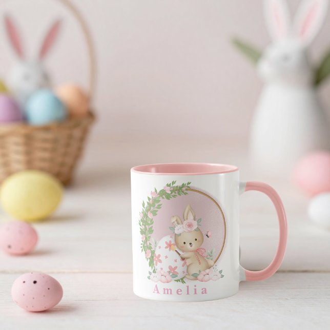 Easter Bunny at Garden Personalized Mug (Creator Uploaded)