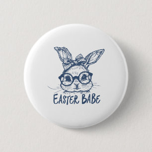 Easter Bunny Babe Happy Easter Day 6 Cm Round Badge